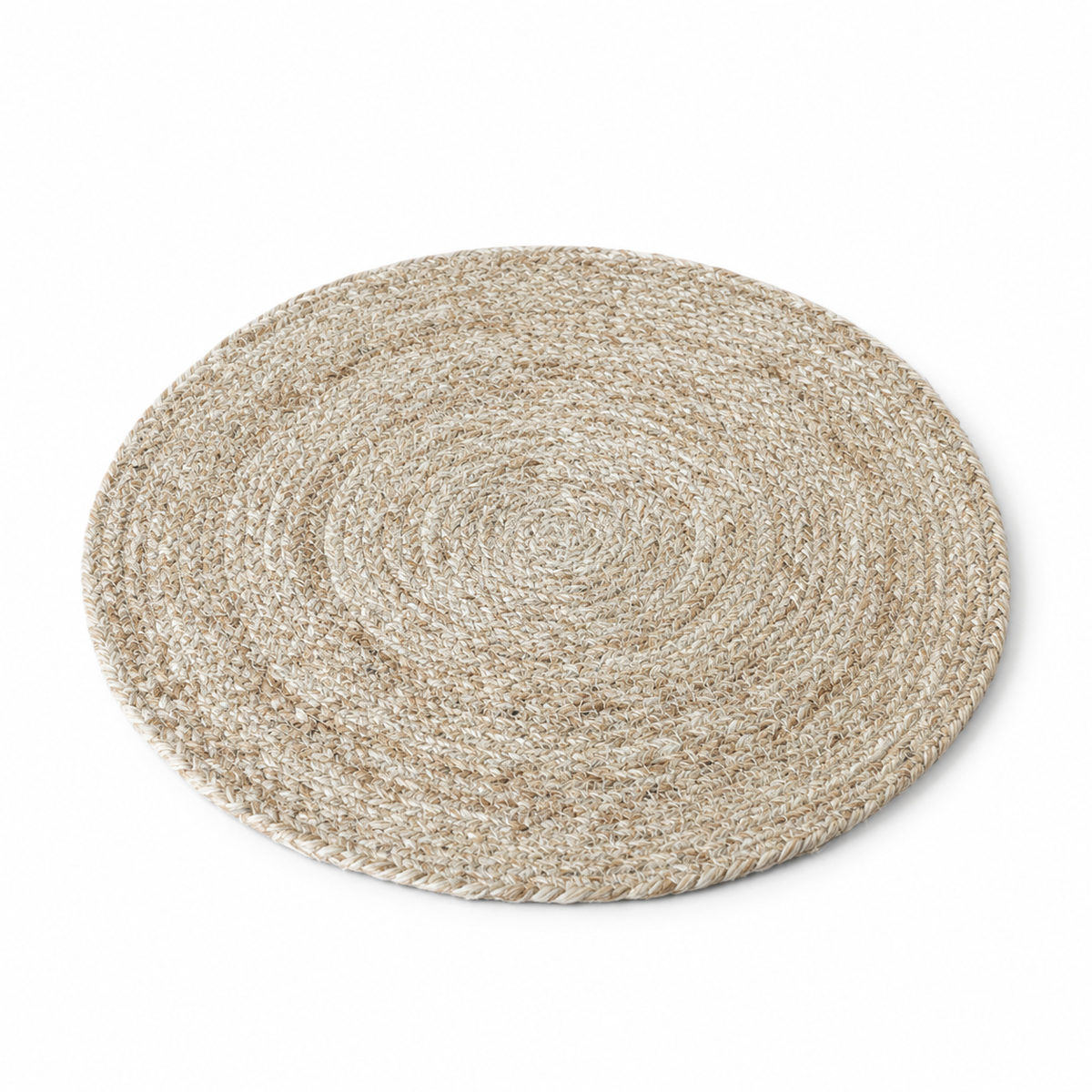 EcoChic Handcrafted 100% Pure Jute Classic Braided Round Placemat Set Reversible Boho Table Mat & Trivet